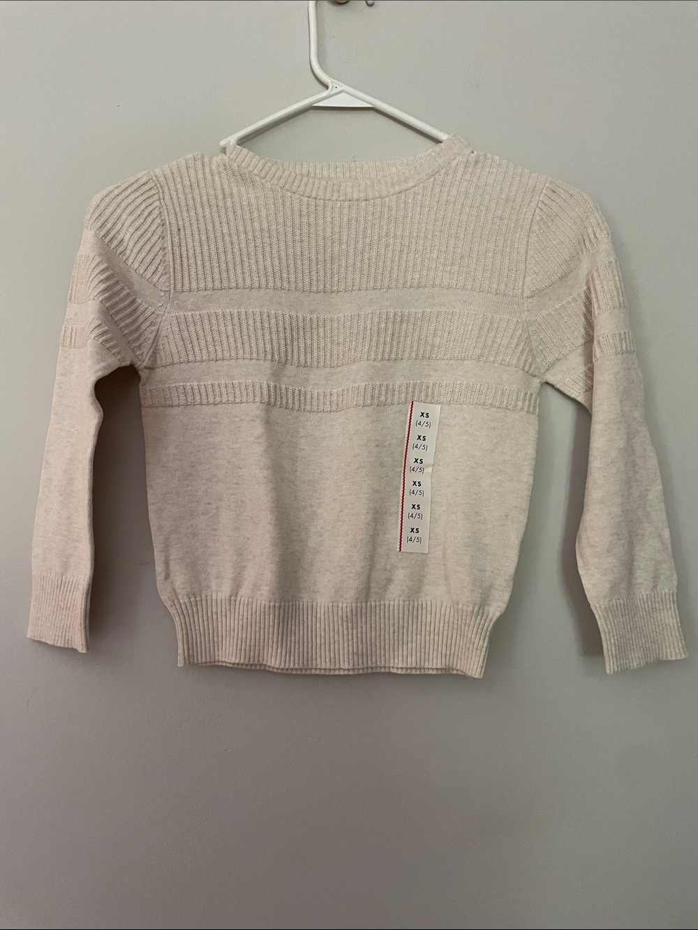 Cat & Jack Cream Crewneck Sweater with Ribbed Texture